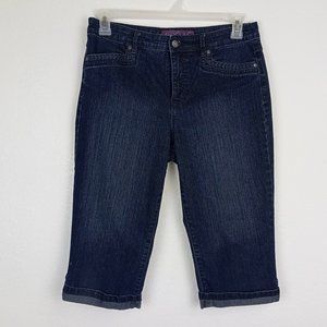 Gloria Vanderbilt Marnie Women's Size 8 Skimmer Capri Bermuda Jeans Dark Denim.